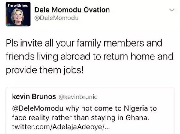 See the way Dele Momodu bashed a twitter who asked him to return home